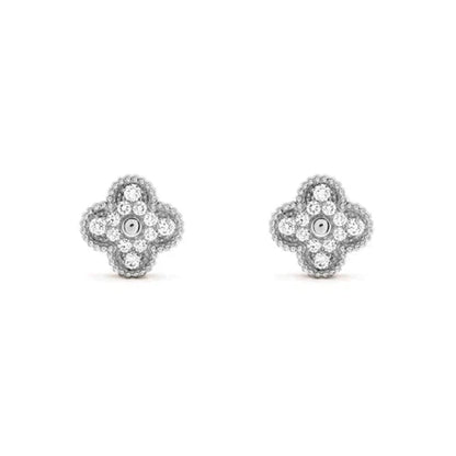 [Amore Jewels]CLOVER 1 MOTIFS DIAMOND STUD EARRINGS SILVER