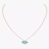 [Amore Jewels]Lucky Eye Diamond Necklace in Rose Gold and Turquoise