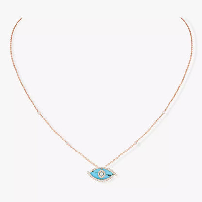 [Amore Jewels]Lucky Eye Diamond Necklace in Rose Gold and Turquoise