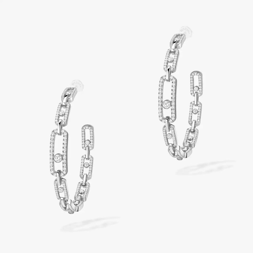 [Amore Jewels]Move Link Diamond Hoop Earrings