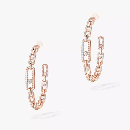 [Amore Jewels]Move Link Diamond Hoop Earrings