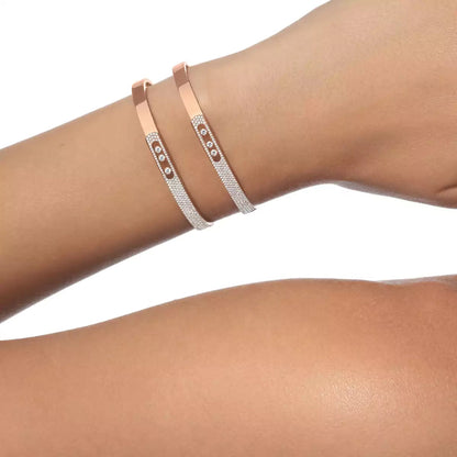 [Amore Jewels]Move Noa Rose Gold Pavé Diamond Bangle Bracelet