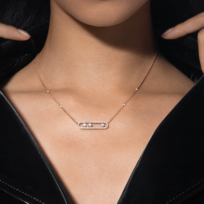 [Amore Jewels] Move Pave_ Rose Gold Diamond Necklace
