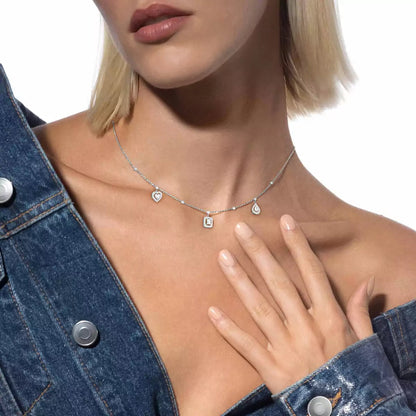 [Amore Jewels]My Twin Diamond Necklace in Silver