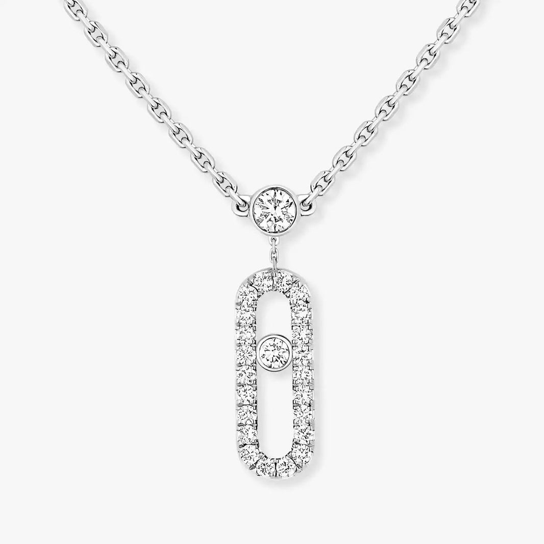 [Amore Jewels]2 Rows Rose Gold Diamond Pave_ Necklace Move Uno