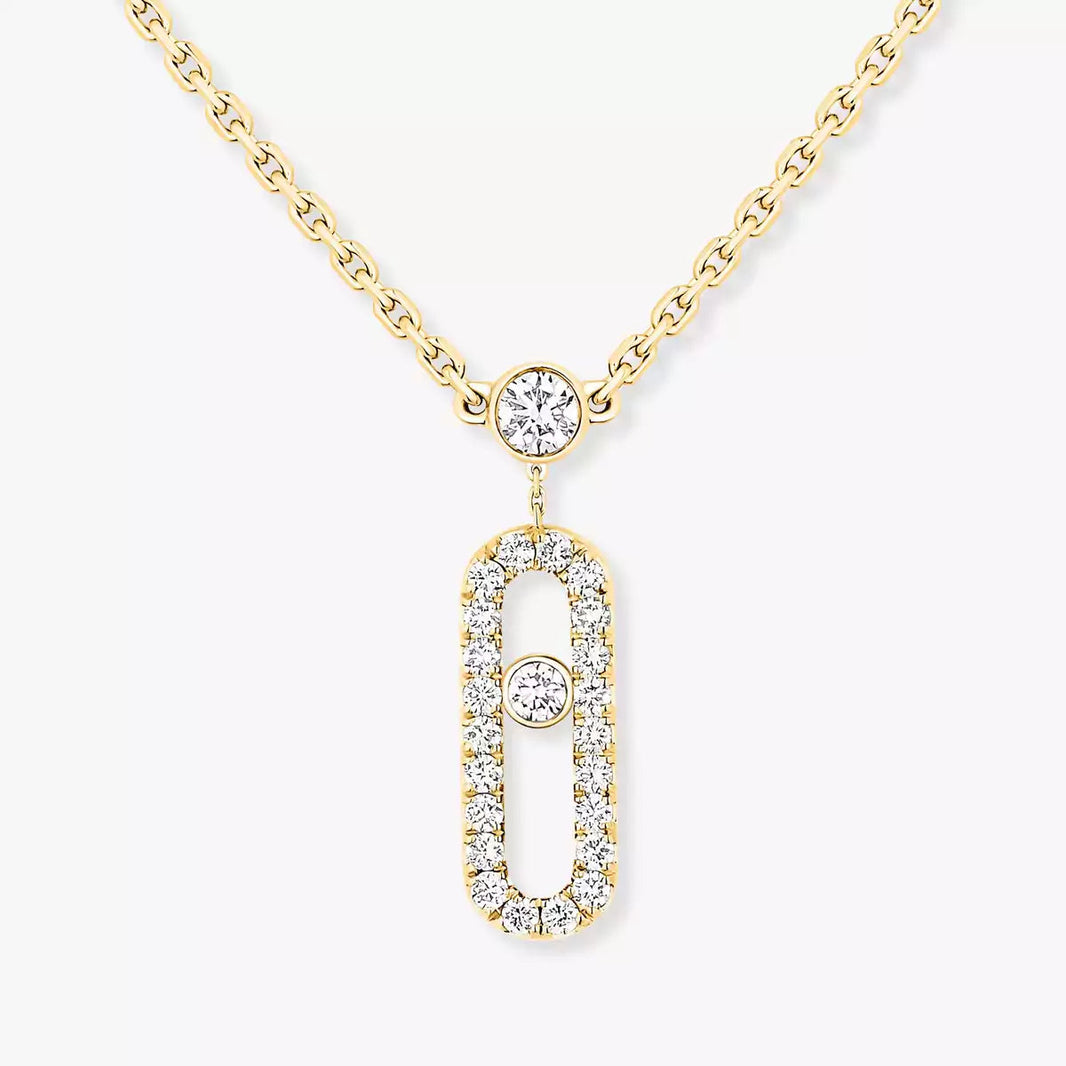 [Amore Jewels]2 Rows Rose Gold Diamond Pave_ Necklace Move Uno