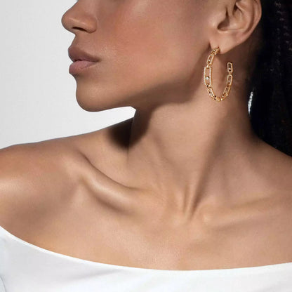 [Amore Jewels]Move Link Diamond Hoop Earrings