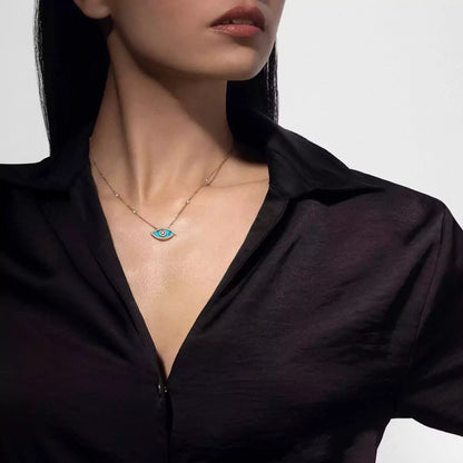 [Amore Jewels]Lucky Eye Diamond Necklace in Rose Gold and Turquoise