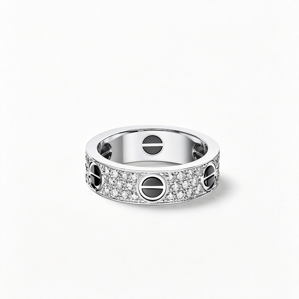 [Amore Jewels]LOVE RING 5.5MM DIAMONDS PAVED CERAMIC
