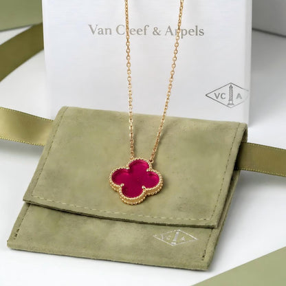 [Amore Jewels] NEW CLOVER 15MM PINK ENAMEL NECKLACE