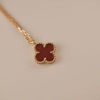 [Amore Jewels]CLOVER MINI 9.5MM WHITE CARNELIANS NECKLACE