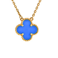 [Amore Jewels]CLOVER 15MM BLUE AGATE NECKLACE