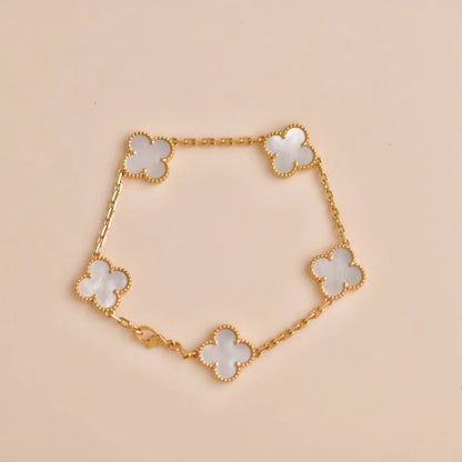 [Amore Jewels]CLOVER WHITE PEARL MOP 5 MOTIF BRACELET COLLECTION