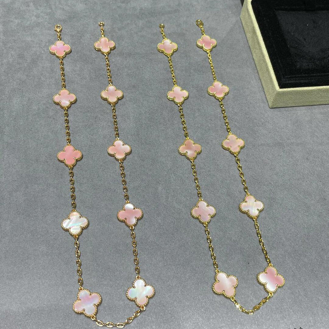 [LEGEND]CLOVER 10 MOTIFS PINK MOP NECKLACE