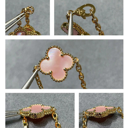 [Amore Jewels]CLOVER 10 MOTIFS PINK MOP NECKLACE
