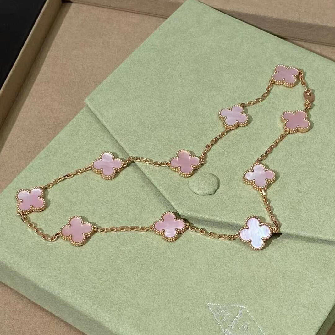 [LEGEND]CLOVER 10 MOTIFS PINK MOP NECKLACE