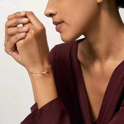 [Amore Jewels]LOVE DOUBLE RING HALF DIAMOND BRACELET