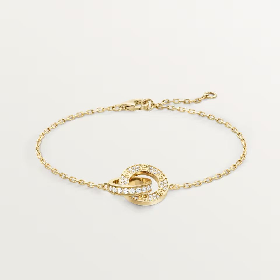 [Amore Jewels]LOVE DOUBLE RING FULL DIAMOND BRACELET