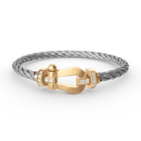 [Amore Jewels]FORCE LARGE HORSESHOE HALF DIAMOND BRACELET GOLD