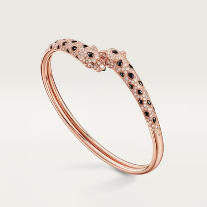 [Amore Jewels]PANTHERE DOUBLE HEADED HALF DIAMOND OPEN BRACELET
