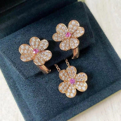 [Amore Jewels]FRIVOLE PINK GOLD FLOWER DIAMOND EARRINGS