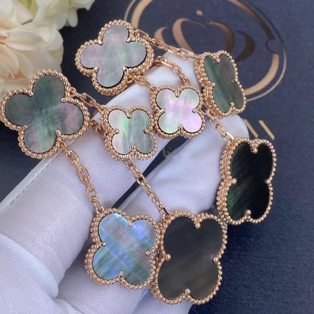 [Amore Jewels]CLOVER EARRINGS DARK MOP 4 MOTIFS ROSE GOLD
