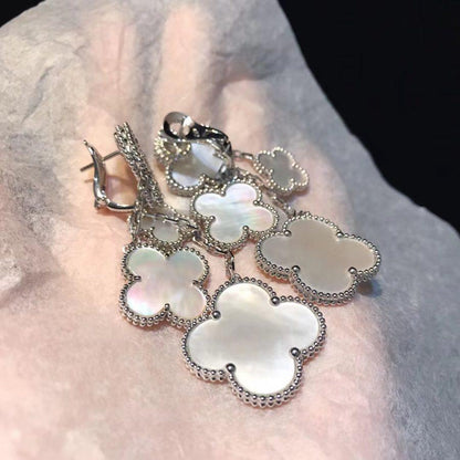 [Amore Jewels]CLOVER EARRINGS WHITE MOP 4 MOTIFS SILVER