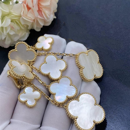 [Amore Jewels]CLOVER EARRINGS WHITE MOP 4 MOTIFS GOLD