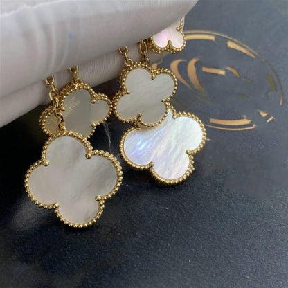 [Amore Jewels]CLOVER EARRINGS WHITE MOP 4 MOTIFS GOLD