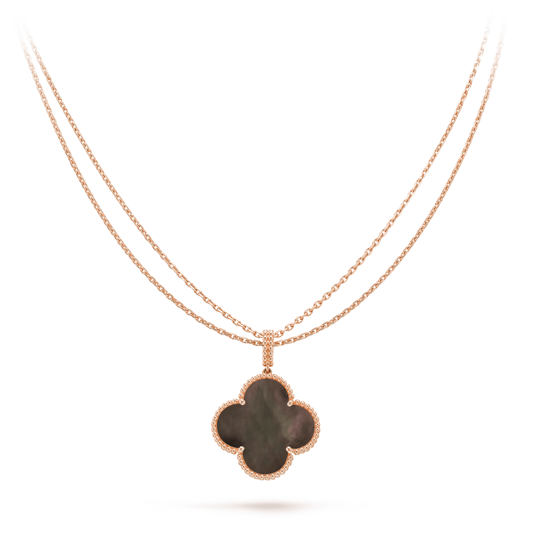 [Amore Jewels]CLOVER 25MM GOLD DARK MOP BIG CLOVER NECKLACE