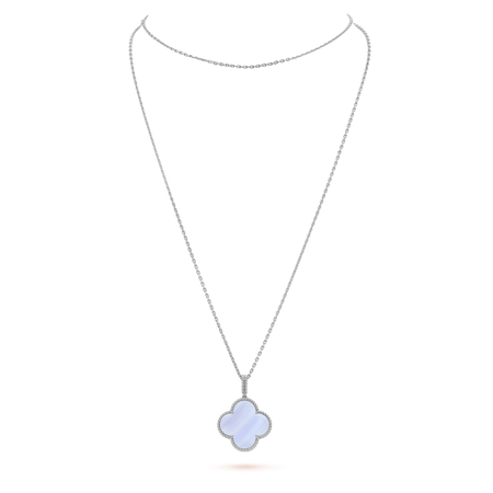 [Amore Jewels]CLOVER SILVER CHALCEDONY BIG CLOVER NECKLACE