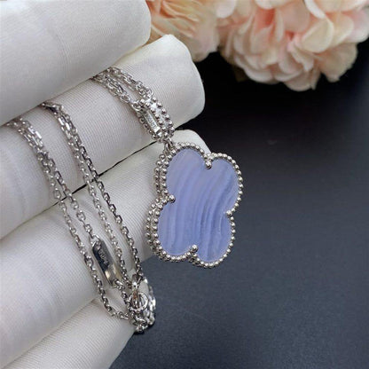 [Amore Jewels]CLOVER SILVER CHALCEDONY BIG CLOVER NECKLACE