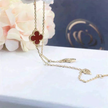 [Amore Jewels]CLOVER  CARNELIAN SINGLE FLOWER BRACELET