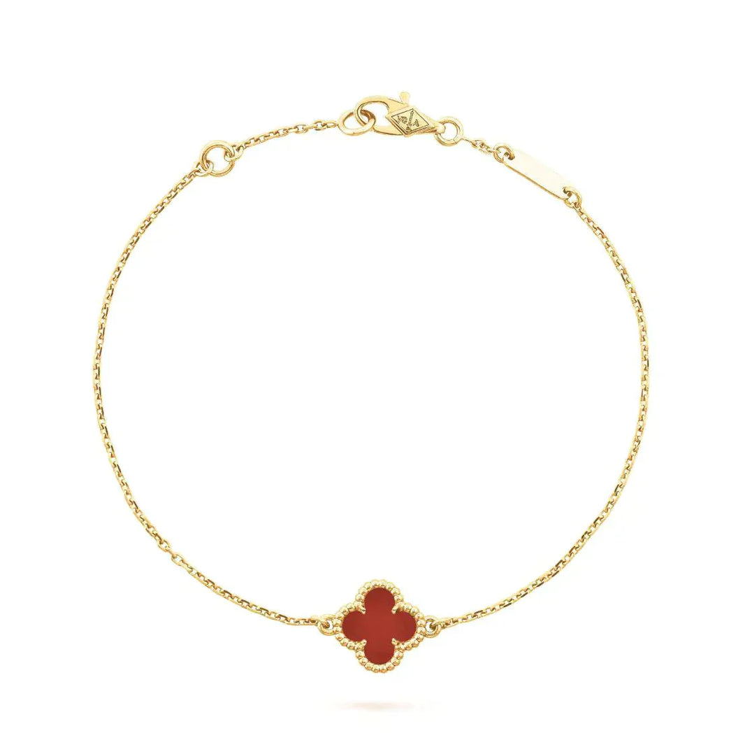 [Amore Jewels]CLOVER  CARNELIAN SINGLE FLOWER BRACELET