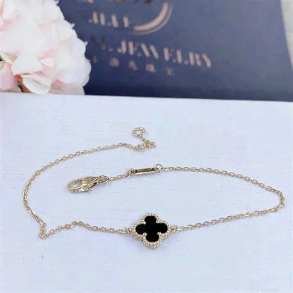 [Amore Jewels]CLOVER ONYX SINGLE FLOWER BRACELET