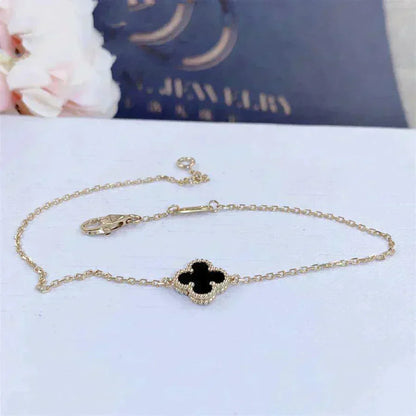 [Amore Jewels]CLOVER ONYX SINGLE FLOWER BRACELET