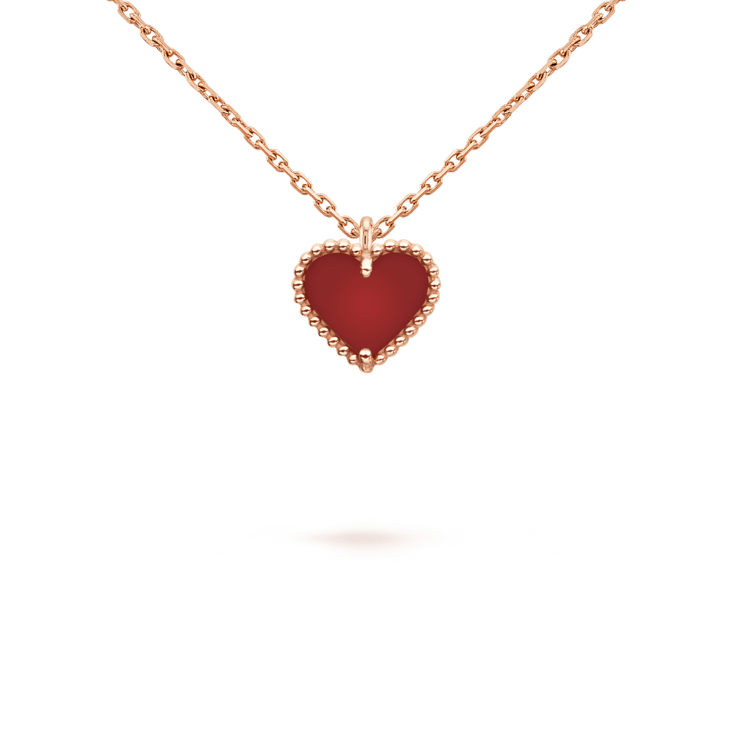 [Amore Jewels]SWEET CLOVER CARNELIAN HEART NECKLACE