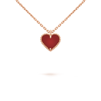 [Amore Jewels]SWEET CLOVER CARNELIAN HEART NECKLACE