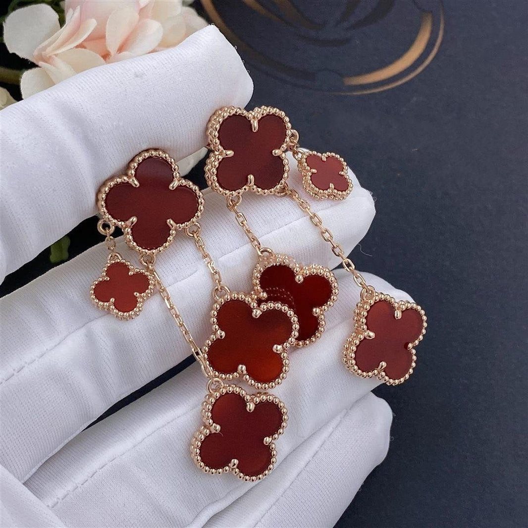 [Amore Jewels]CLOVER EARRINGS CARNELIAN 4 MOTIFS PINK GOLD