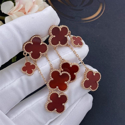 [Amore Jewels]CLOVER EARRINGS CARNELIAN 4 MOTIFS PINK GOLD