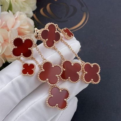 [Amore Jewels]CLOVER EARRINGS CARNELIAN 4 MOTIFS PINK GOLD