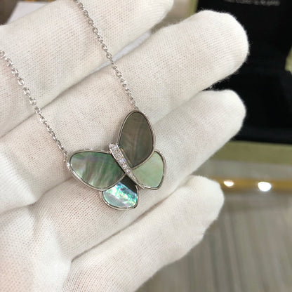 [Amore Jewels]LARGE BUTTERFLY SILVER PENDANT DIAMOND NECKLACE