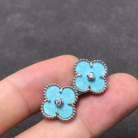 [Amore Jewels]CLOVER 1 DIAMOND BLUE SKY SILVER EARRINGS