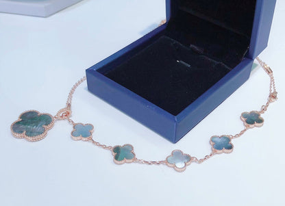 [Amore Jewels]COMBINED BRACELET 5 MOTIFS AND NECKLACE DARK MOP ROSE GOLD