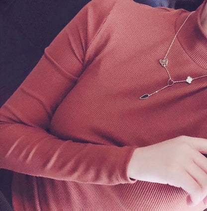 [Amore Jewels]LUCKY SPRING 4 MOTIFS ROSE GOLD NECKLACE