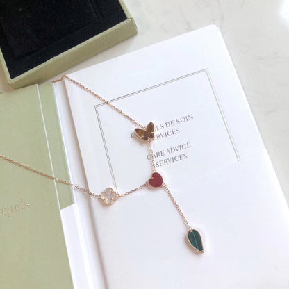 [Amore Jewels]LUCKY SPRING 4 MOTIFS ROSE GOLD NECKLACE