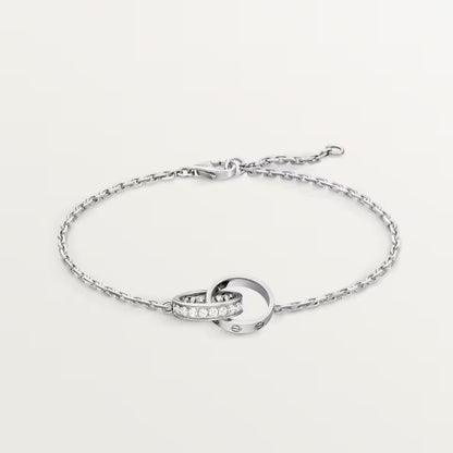 [Amore Jewels]LOVE DOUBLE RING HALF DIAMOND BRACELET