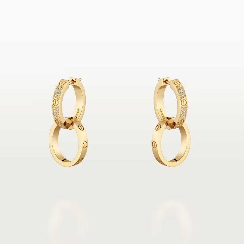 [Amore Jewels]LOVE 3.3MM DANGLE HALF DIAMOND EARRINGS