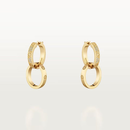 [Amore Jewels]LOVE 3.3MM DANGLE HALF DIAMOND EARRINGS