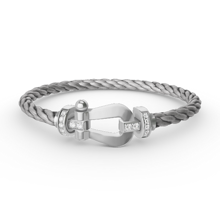 [Amore Jewels]FORCE LARGE HORSESHOE HALF DIAMOND BRACELET SILVER